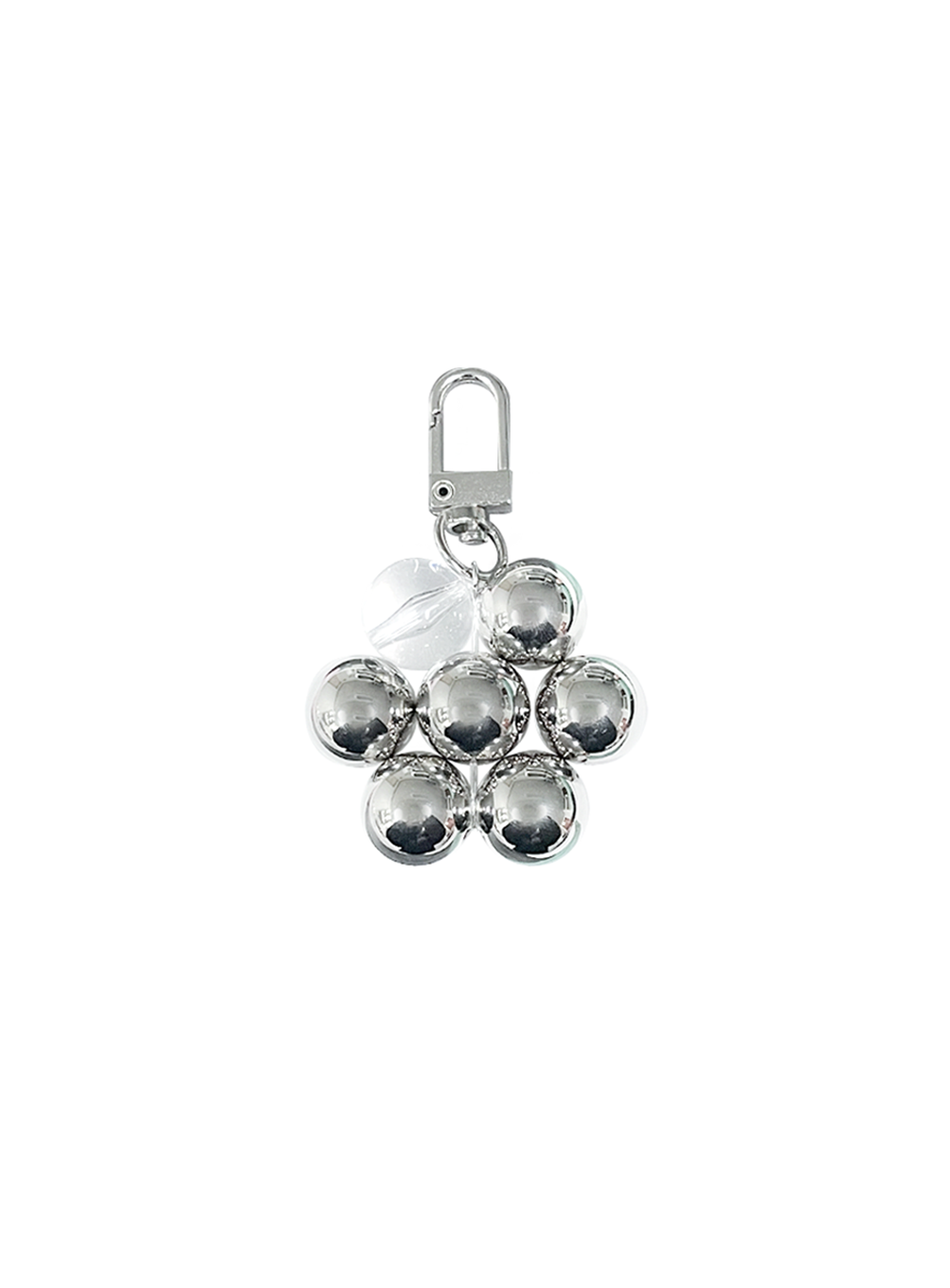 [ONLY TAB] Silver bubble flower keyring
