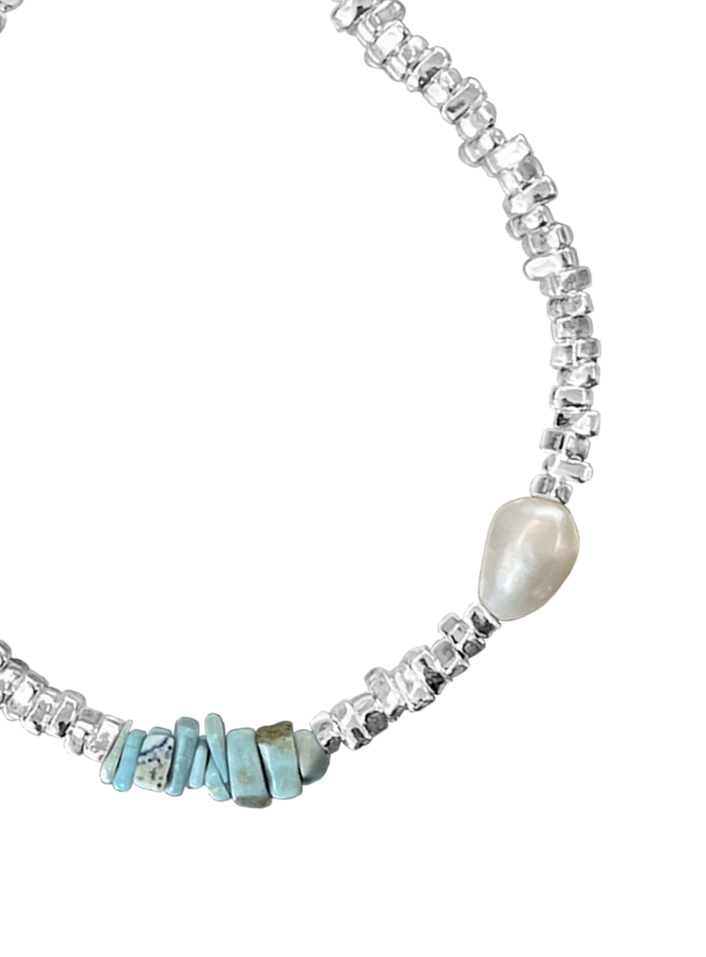 turquoise&amp;Pearl dolmen Bracelet