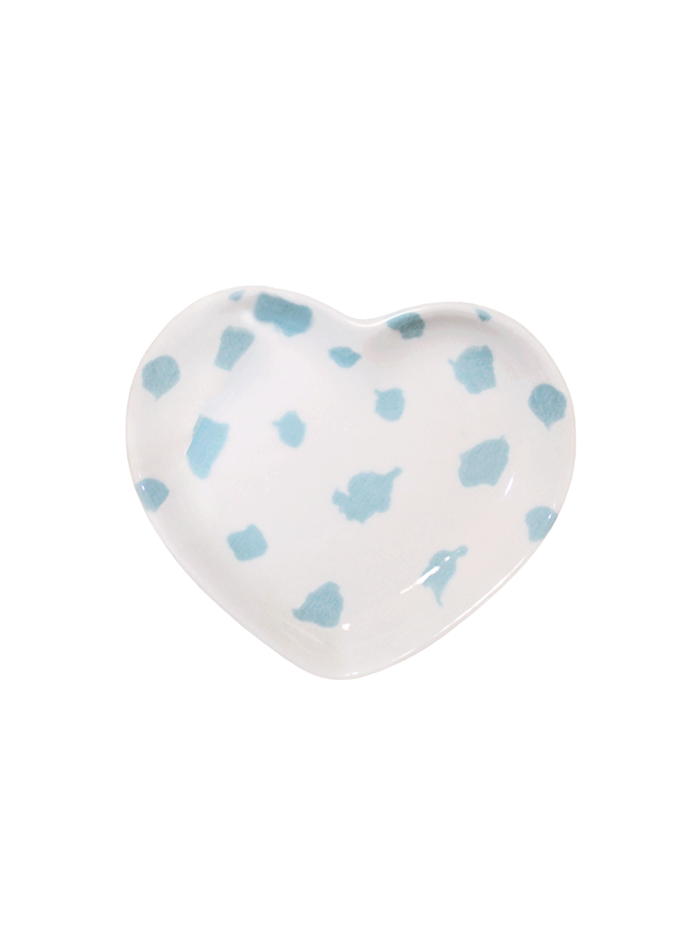 Blue leaf heart plate : white / mini