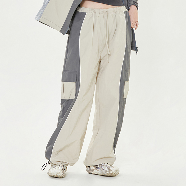 CURVE PIPING CARGO PANTS_GREY