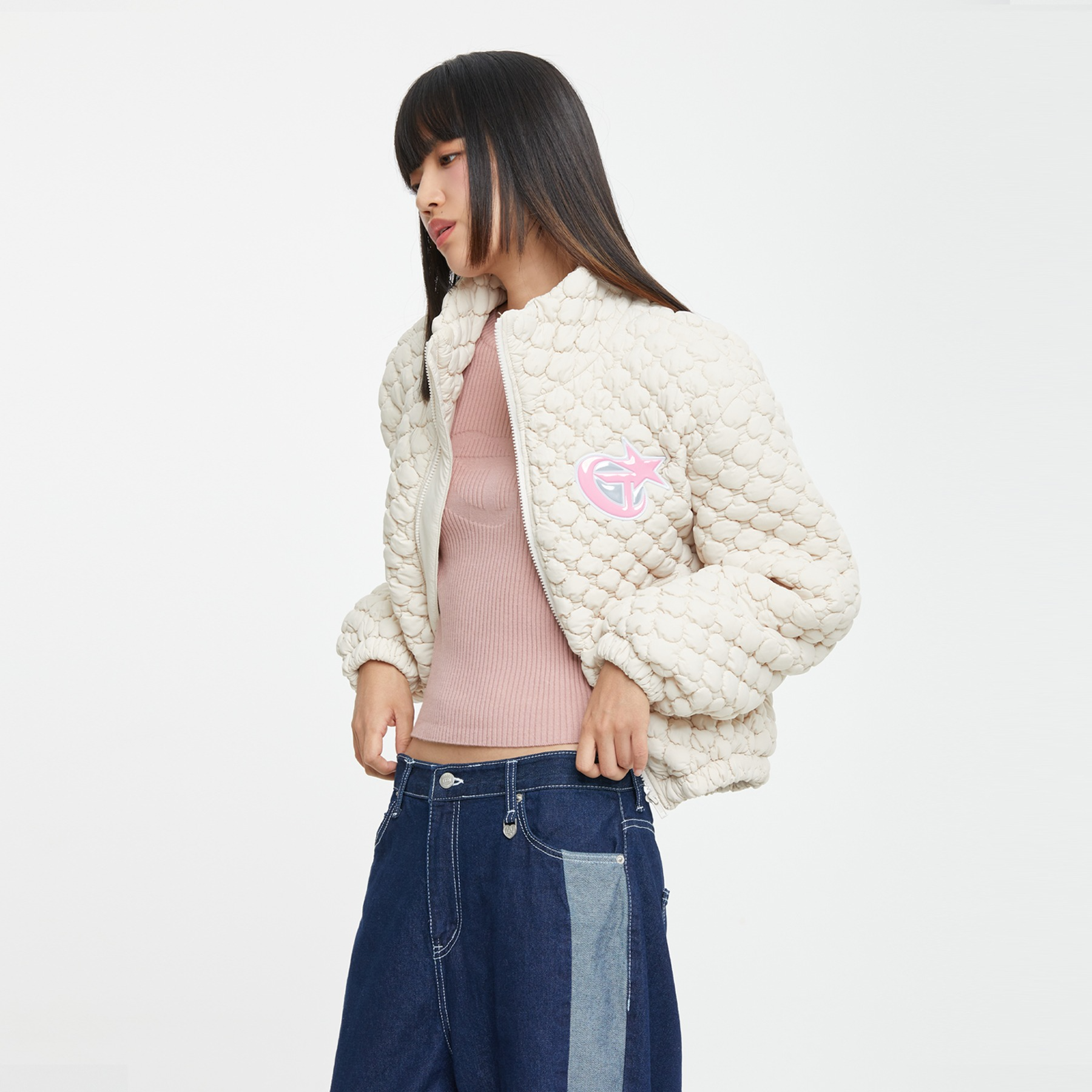 QUILTED CROP JUMPER_OATMEAL