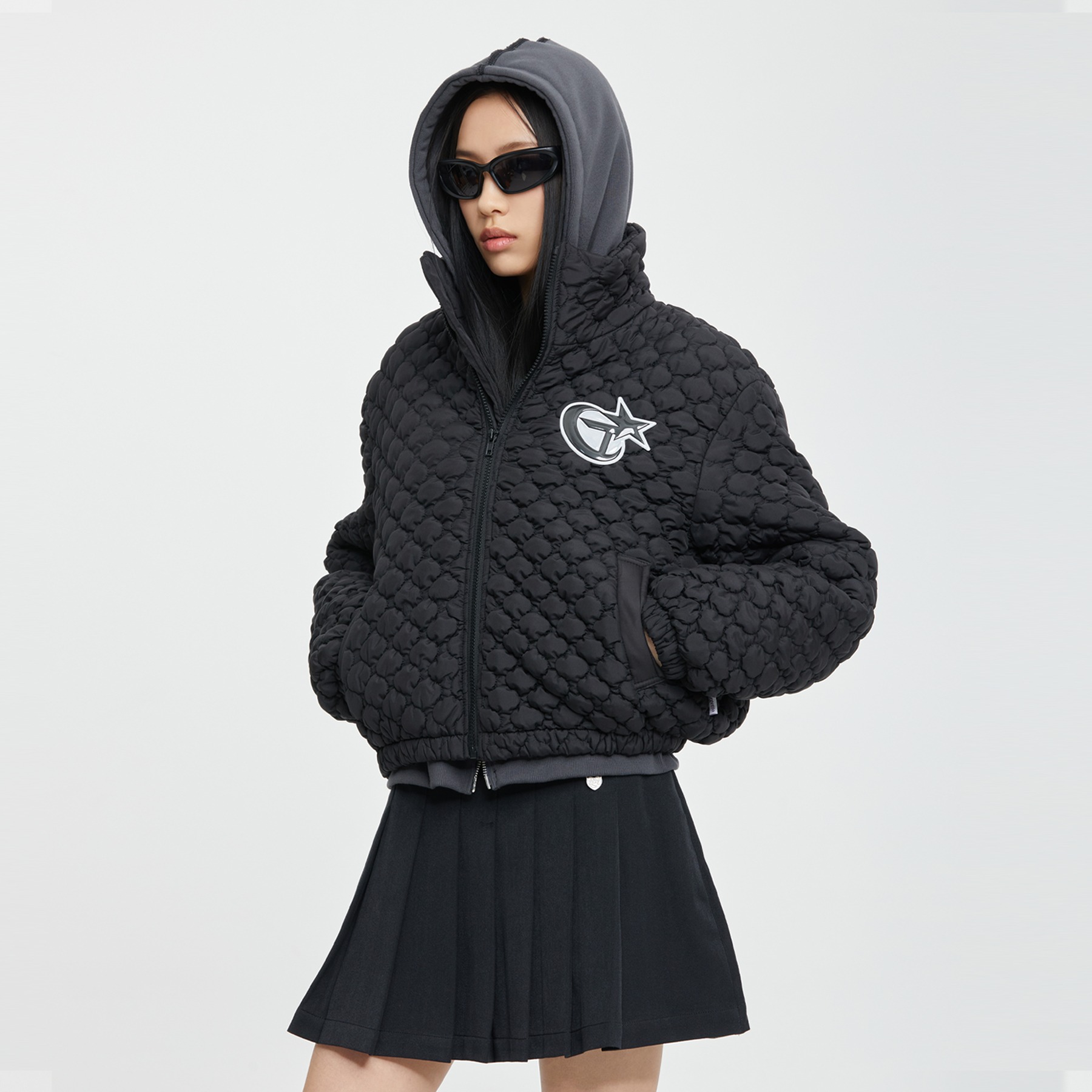 QUILTED CROP JUMPER_BLACK