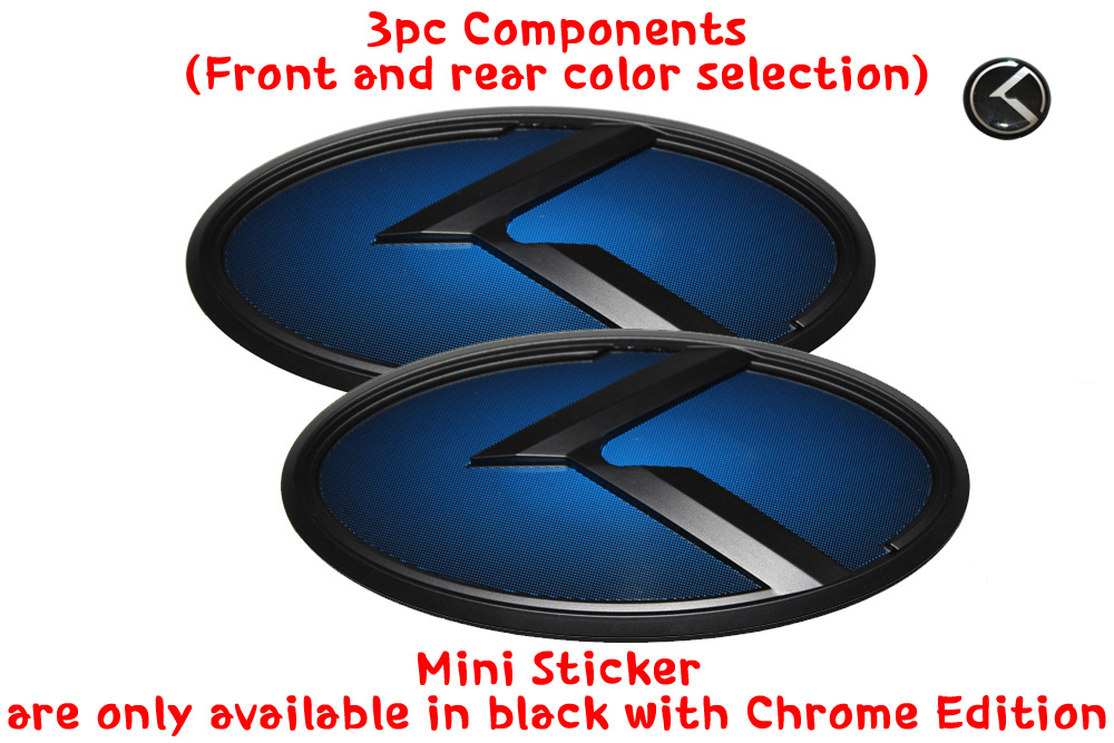 3D K Logo Emblem Black Edition Set (Fits: KIA Rio Sedan & Rio 5 Door ) -  Tauro (full swing international)