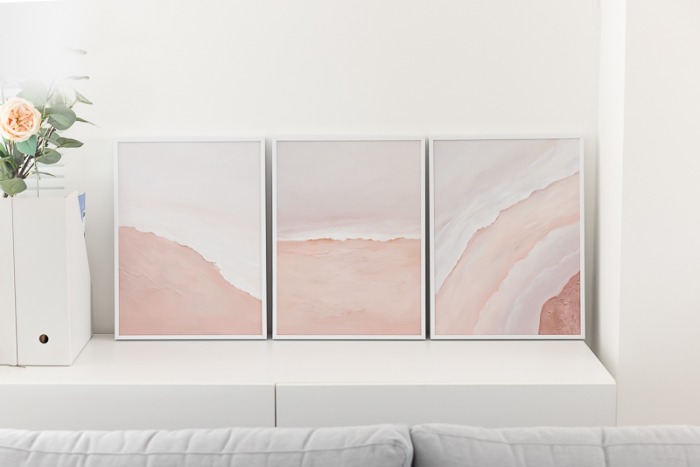 Nordic style fabric poster pink sea 3p set