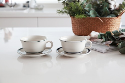 Koyo Countryside Cafe Latte Cup &amp; Saucer 380cc - Cappuccino Cup Coffee Cup