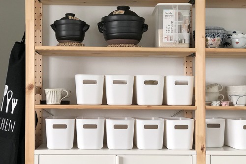 Handle accessory basket 2 size-pantry utility room kitchen storage arrangement