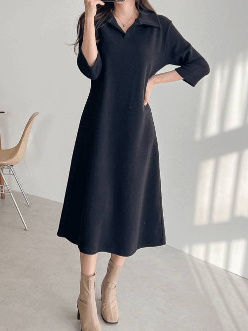 Mood collar dress Feminine and stretchy thick fabric