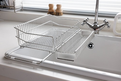 Length-adjustable hanger type 304 stainless steel simple dish drying rack