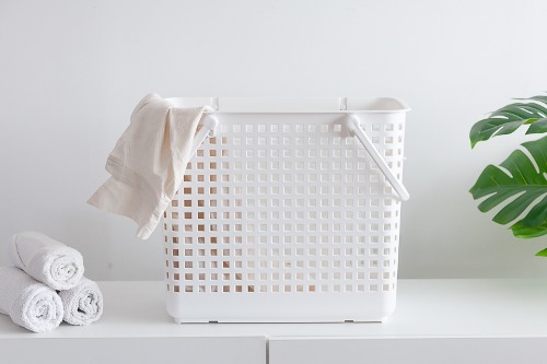 White stacking mesh handle Rundary basket slim L