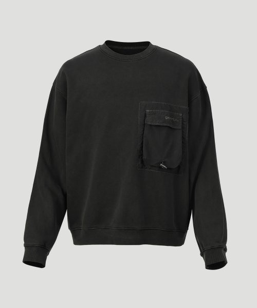 가릭스 Solid pocket pigment Sweatshirts (Charcoal)