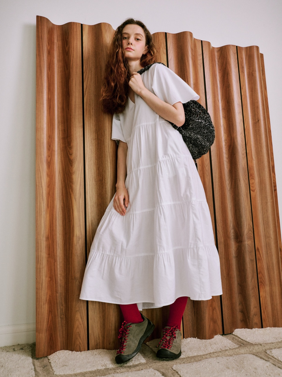 [PAKUA] / ☆ ROUND SHIRRING JERSEY DRESS / WHITE Priscilla Dress
