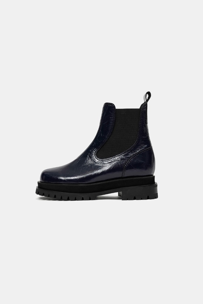 TOMMY GLOSSY CHUNKY CHELSEA BOOTS_NAVY