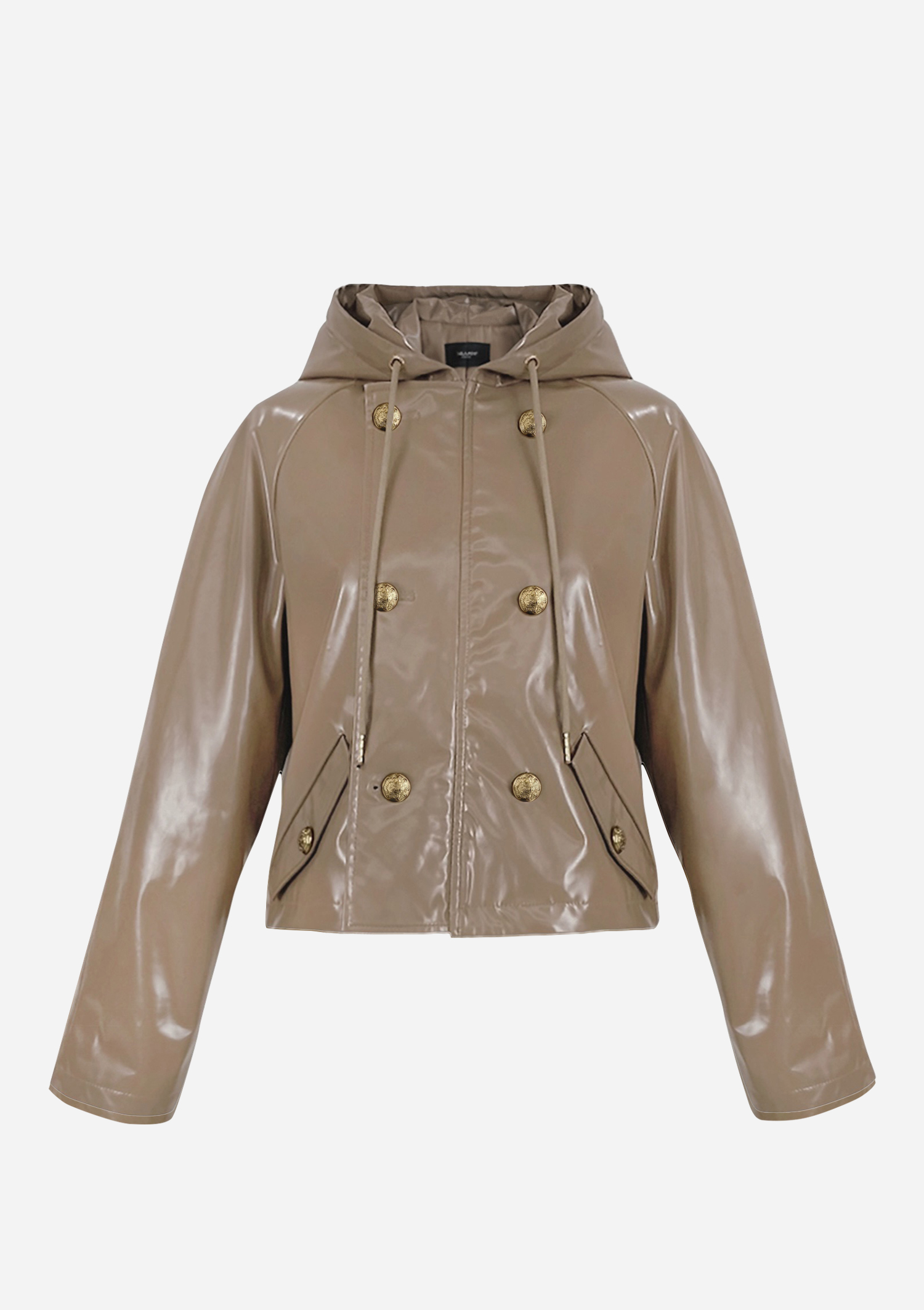 [EXCLUSIVE] Enamel leather hooded jacket