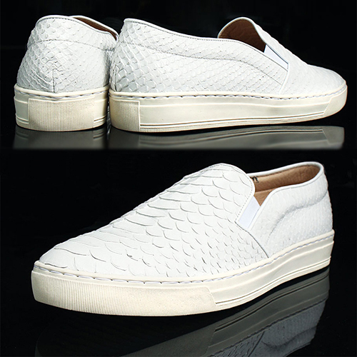 White Crocodile Skin Pattern Leather Slip ons Loafers 5335