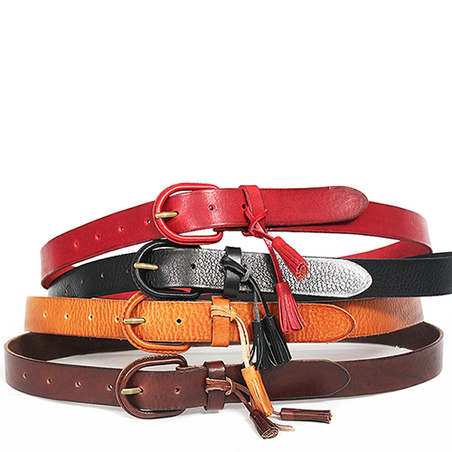 Color Buckle Tassel Leather Belt