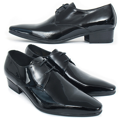 Handmade Pointed Toe Black Patent Leather Oxfords 2712