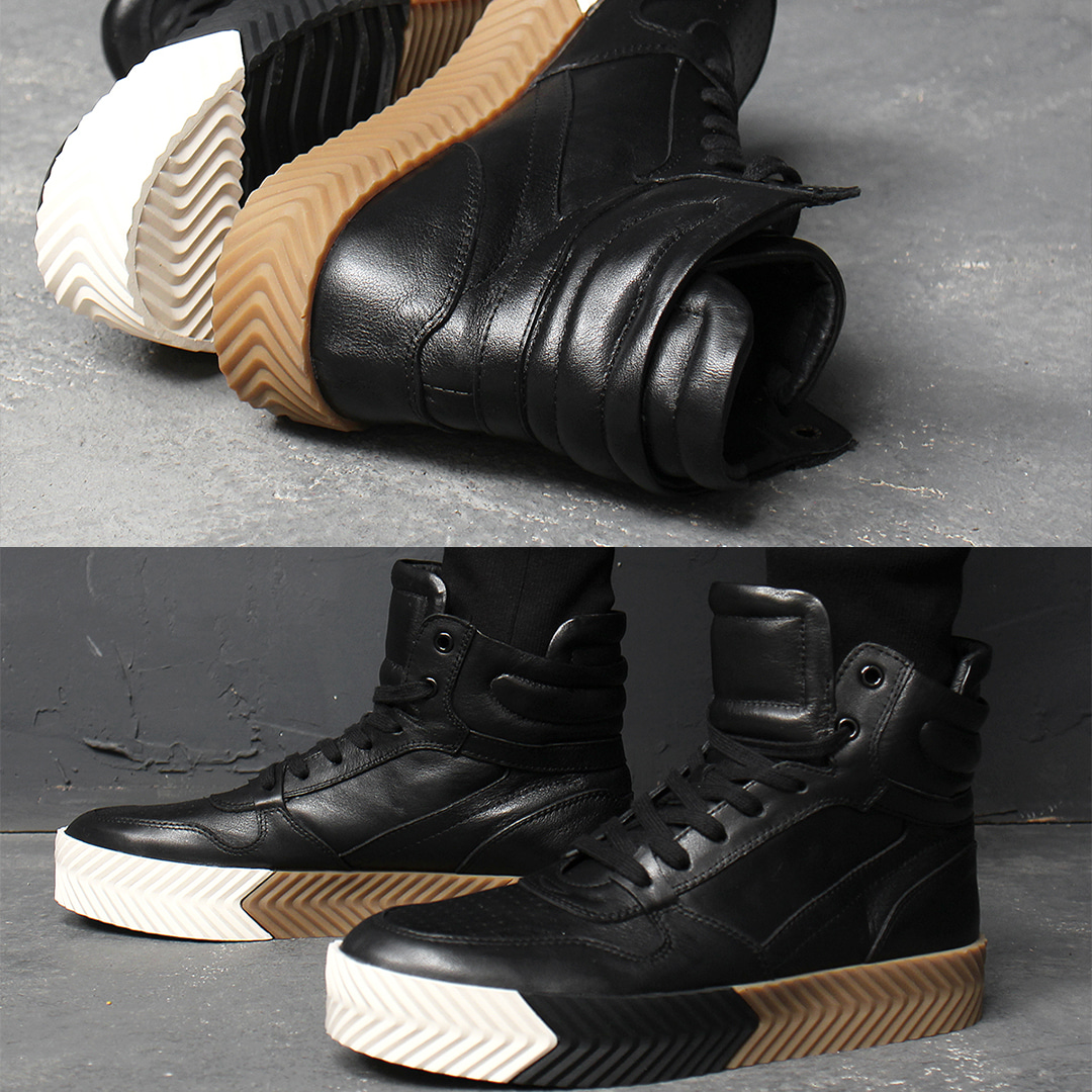 Padded Collar High Top Leather Sneakers 028