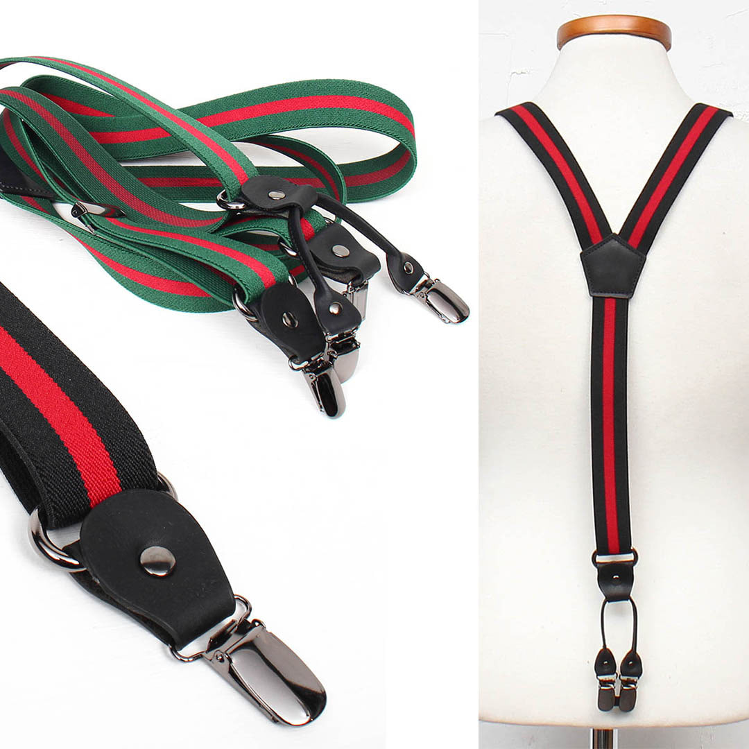 Contrast Color Adjustable Elastic Band Color Suspenders 030