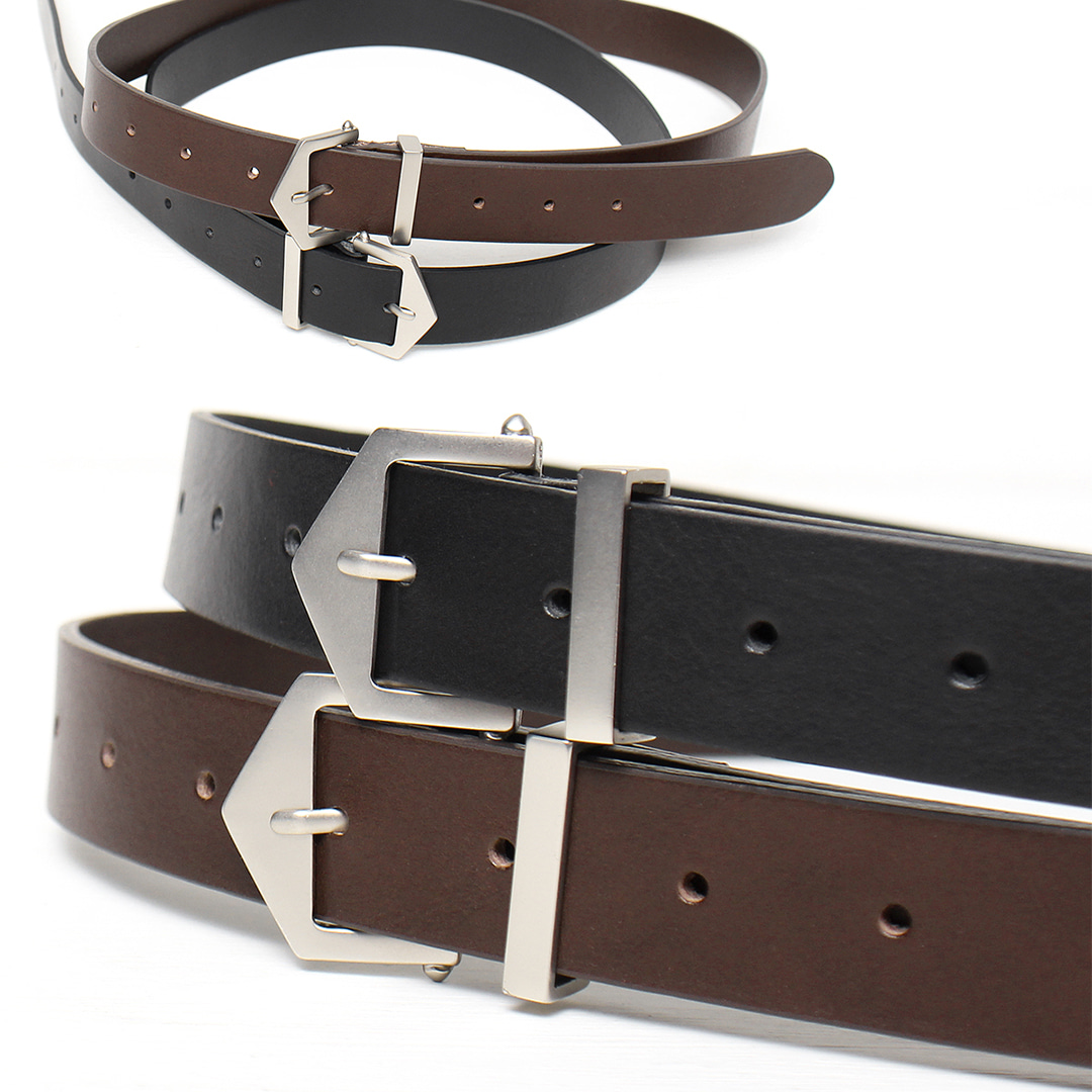 Unisex Cowhide Leather Square Buckle Leather Belt 021