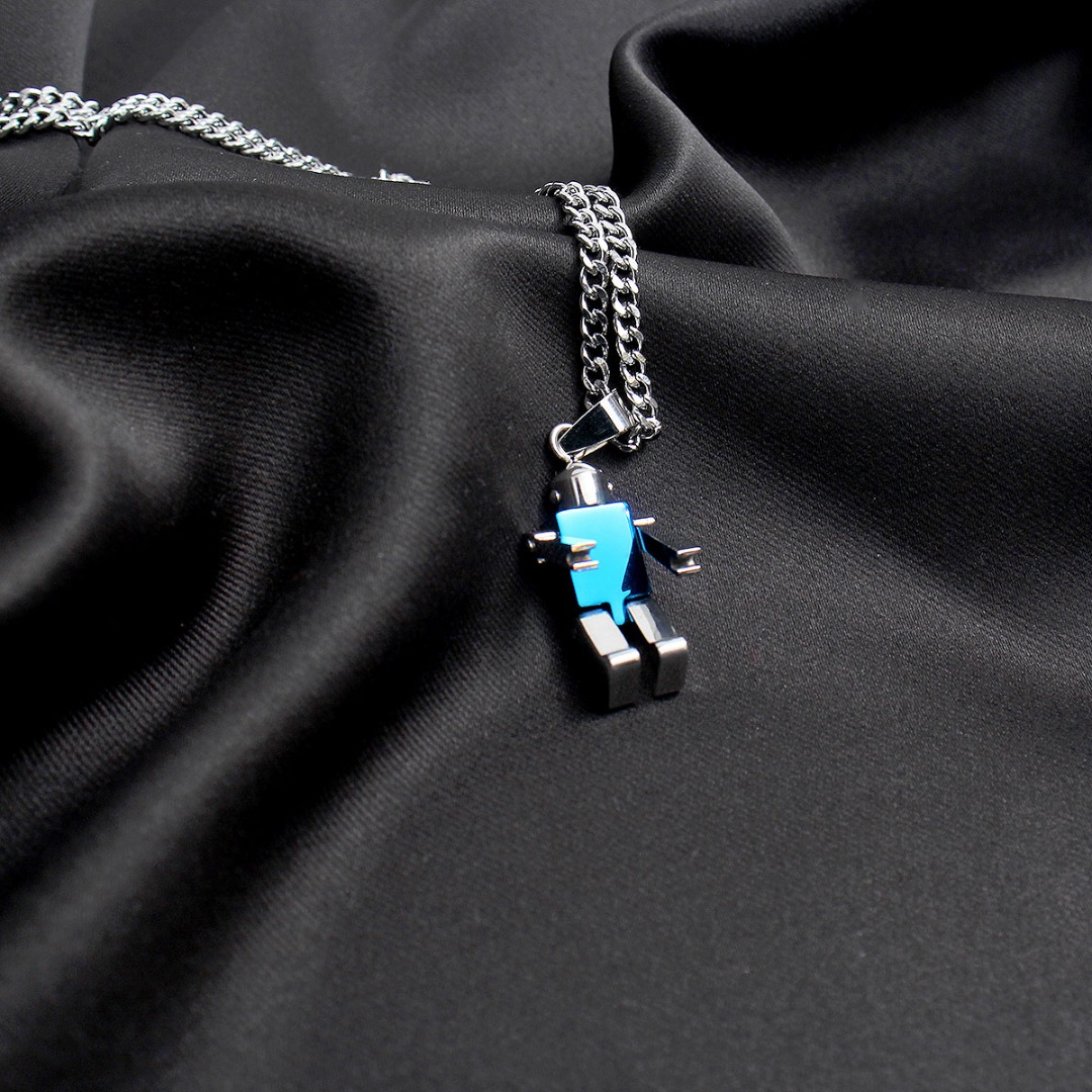 Stainless Steel Robot Pendant Necklace N122