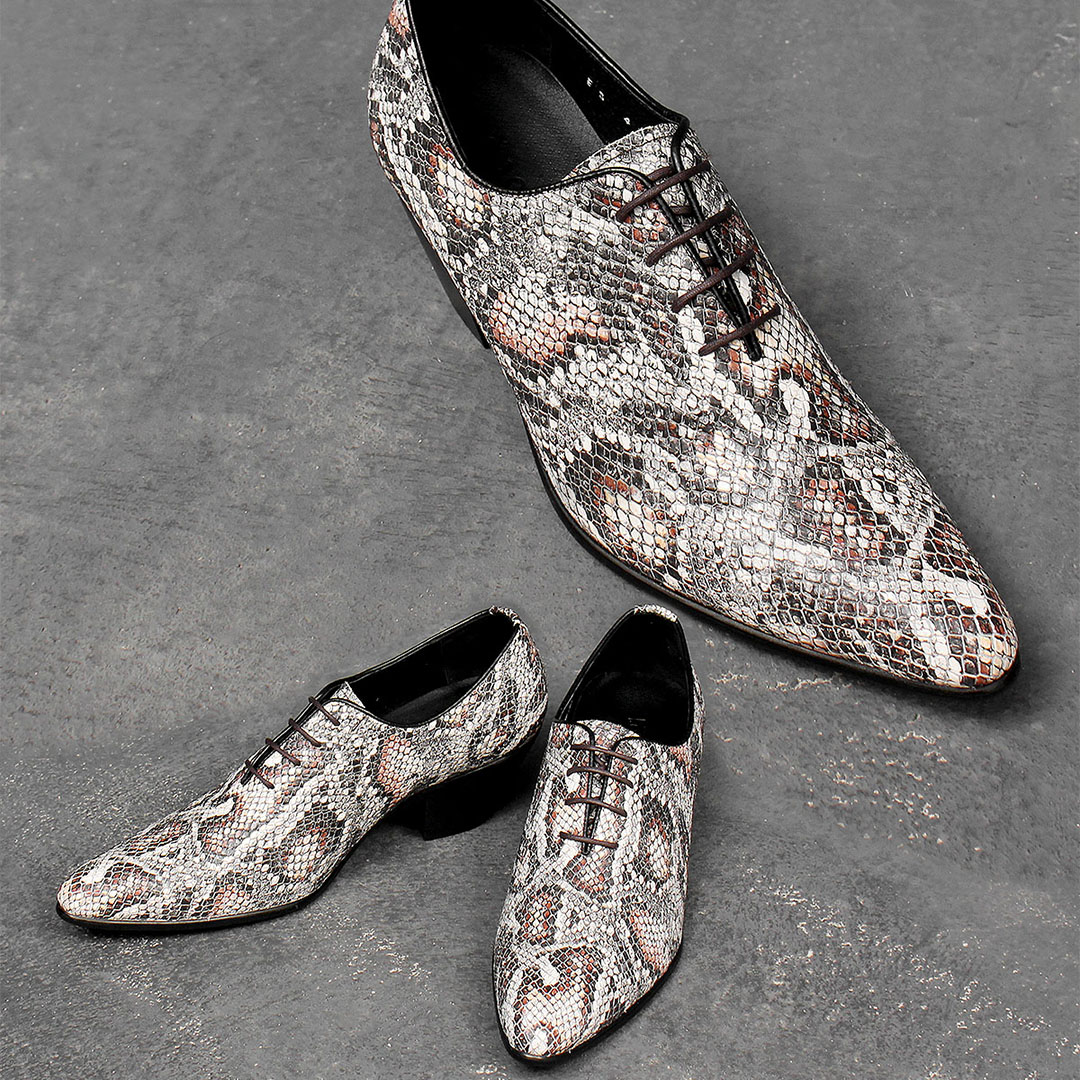 Handmade High Heel Crocodile Pattern Leather Shoes 748