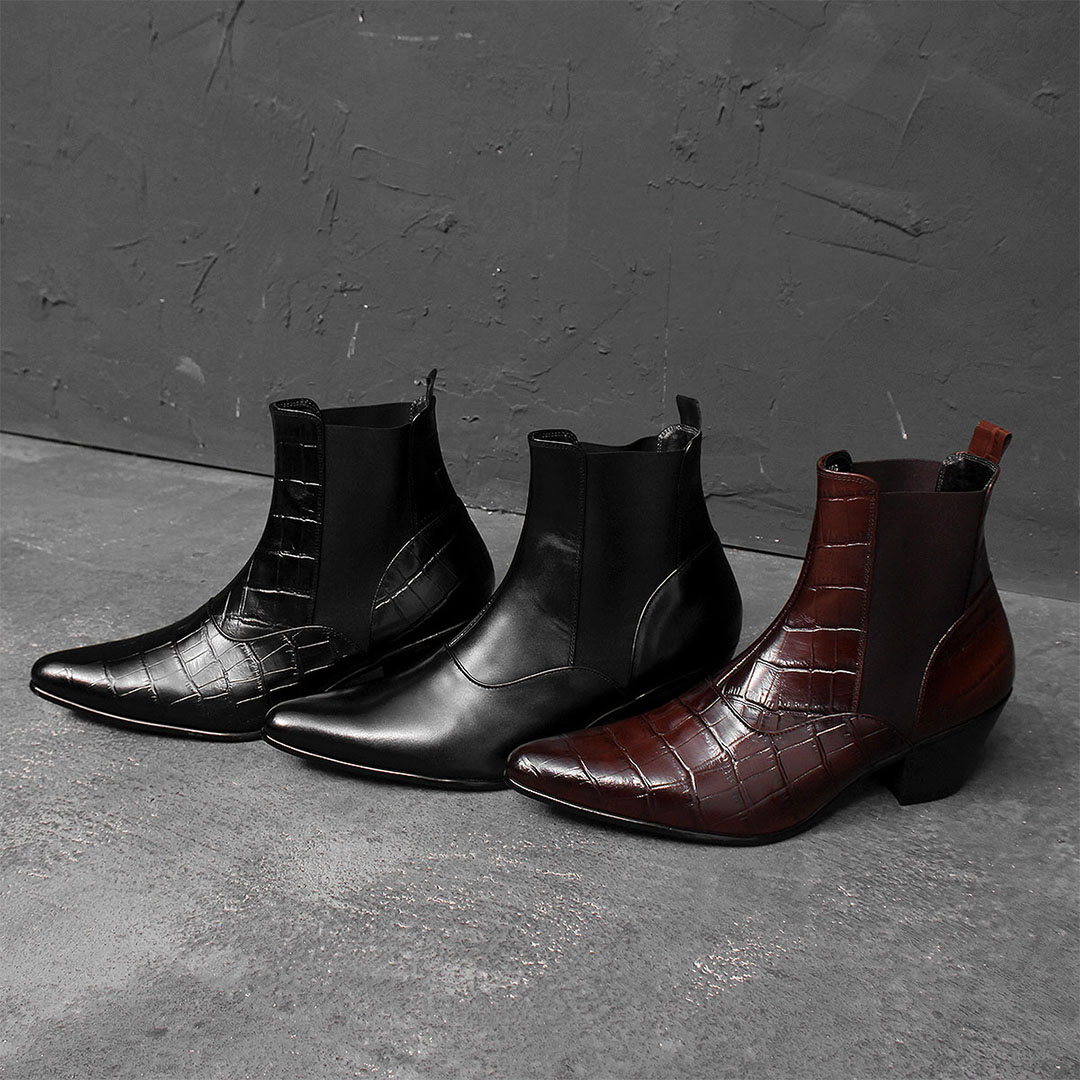 Handmade Leather Slip On High Heel Chelsea Boots 794