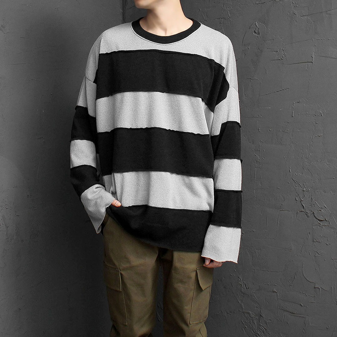 Oversized Fit Vintage Striped Knit Tee 1847