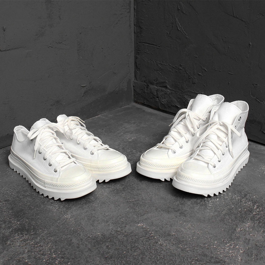 All White Platform Canvas Sneakers 1988