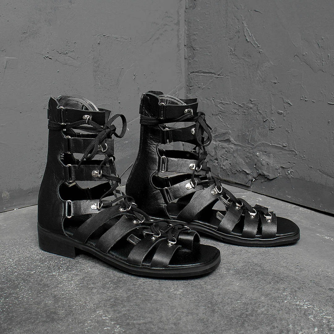Handmade Gladiator Leather Strap High Top Sandals 2212