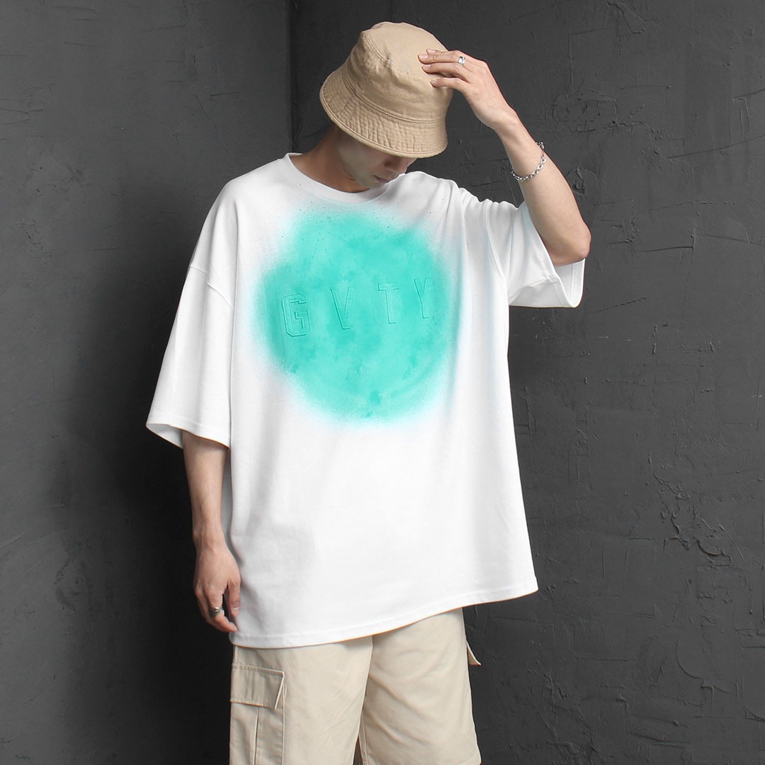 Oversized Fit Logo Patch Spray Printing Tee 2187