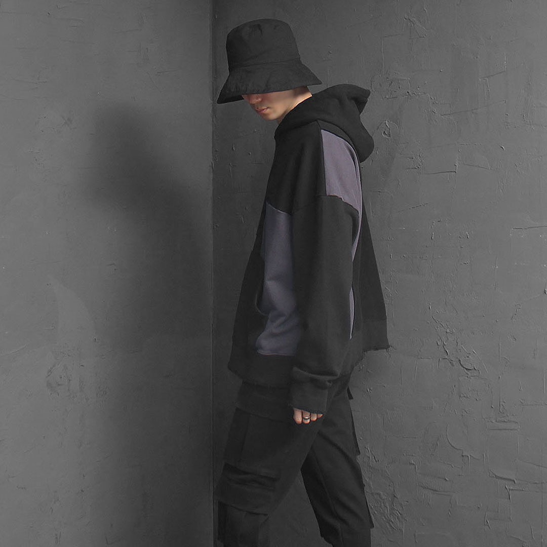 Over Sized Fit Contrast Reversed Hoodie 2839