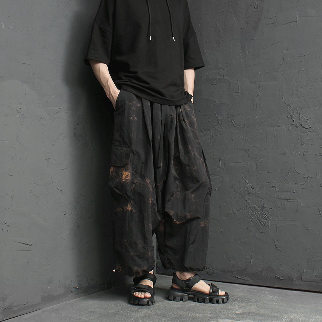 Oversized Fit Woven Washed Cargo Baggy Pants 3032