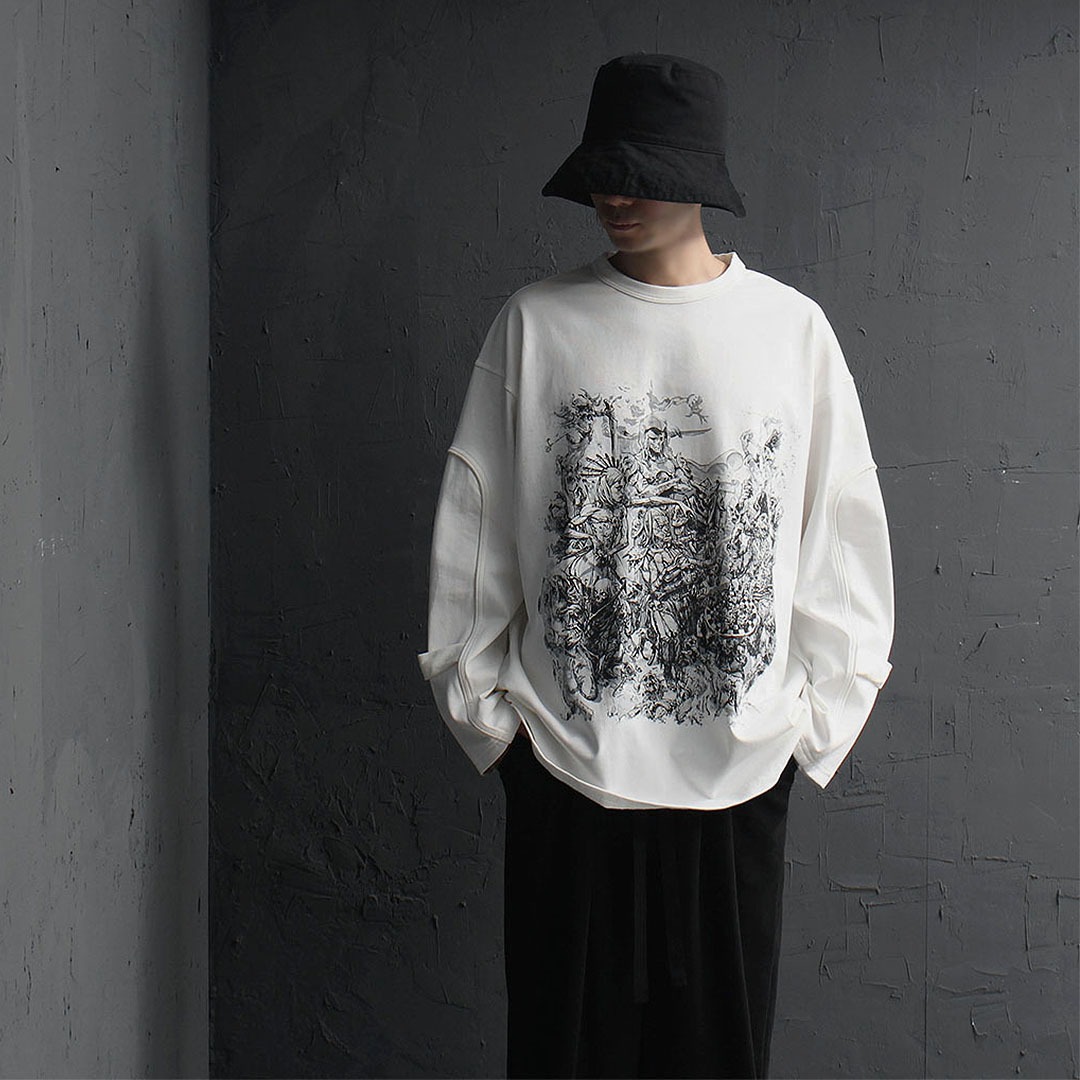 Oversized Fit Skull Printing High Quality Tee 3005