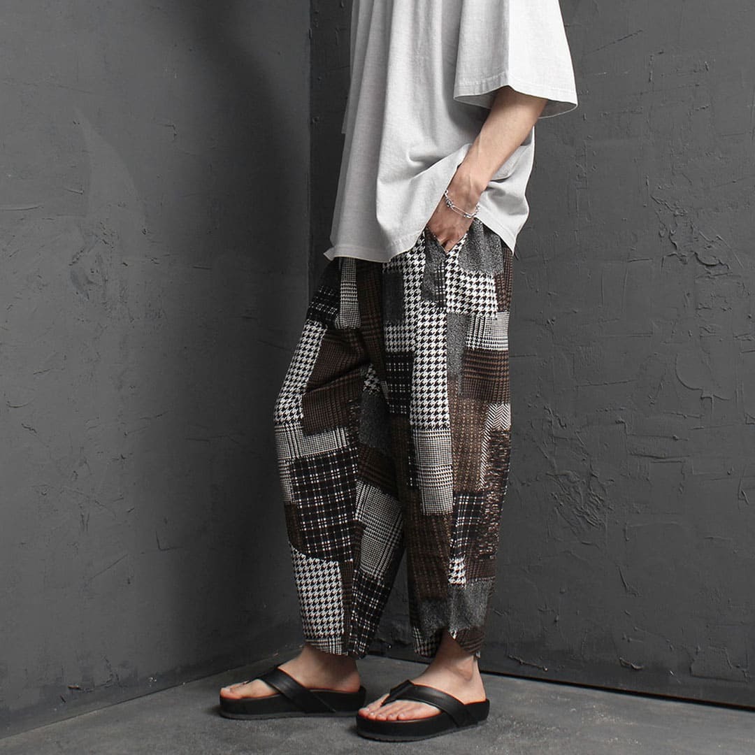 Multi Pattern Crop Wide Baggy Pants 2015