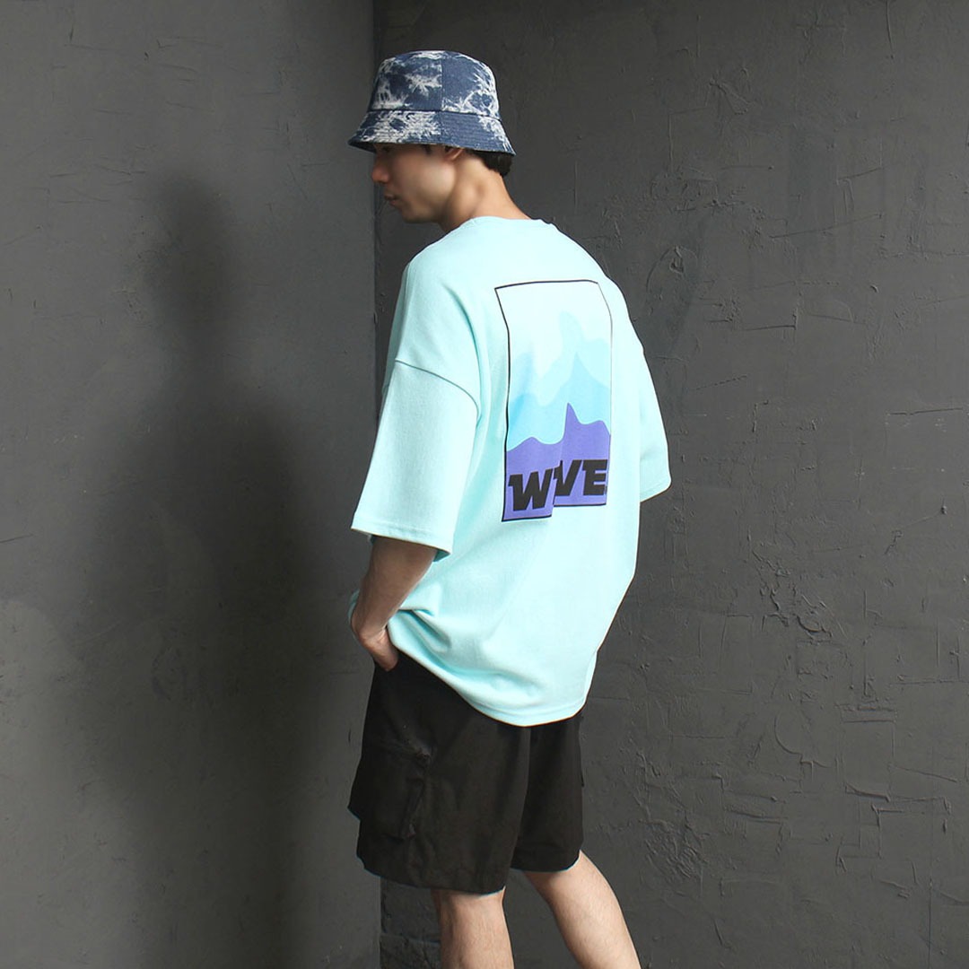 Wave Logo Printing Oversized Fit Tee 3293