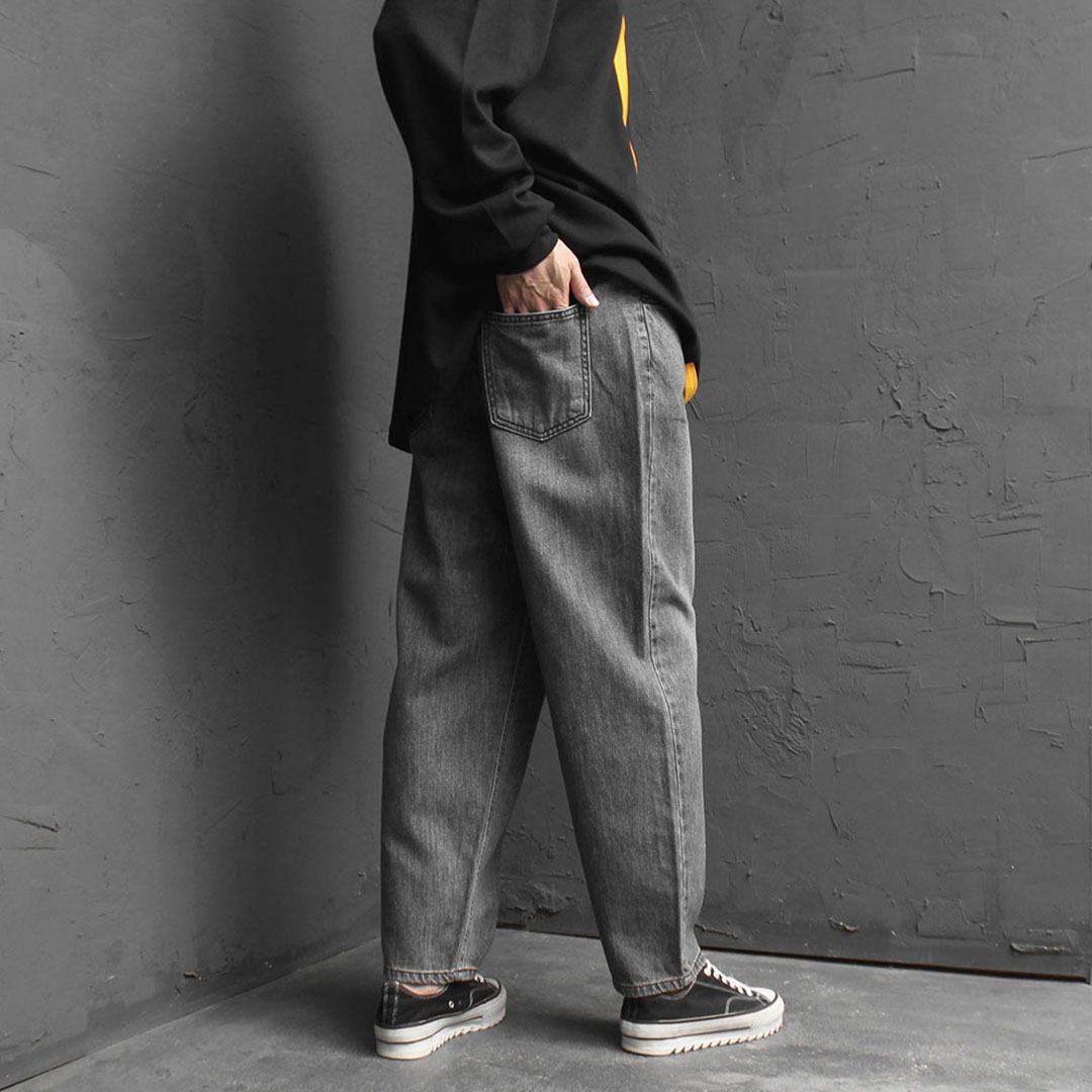 Vintage Washed Wide Black Denim Pants 3461