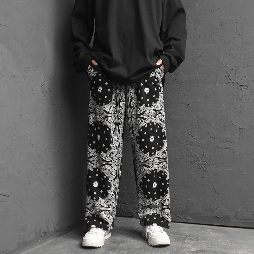 Paisely Pattern Printing Wide Sweatpants 3447