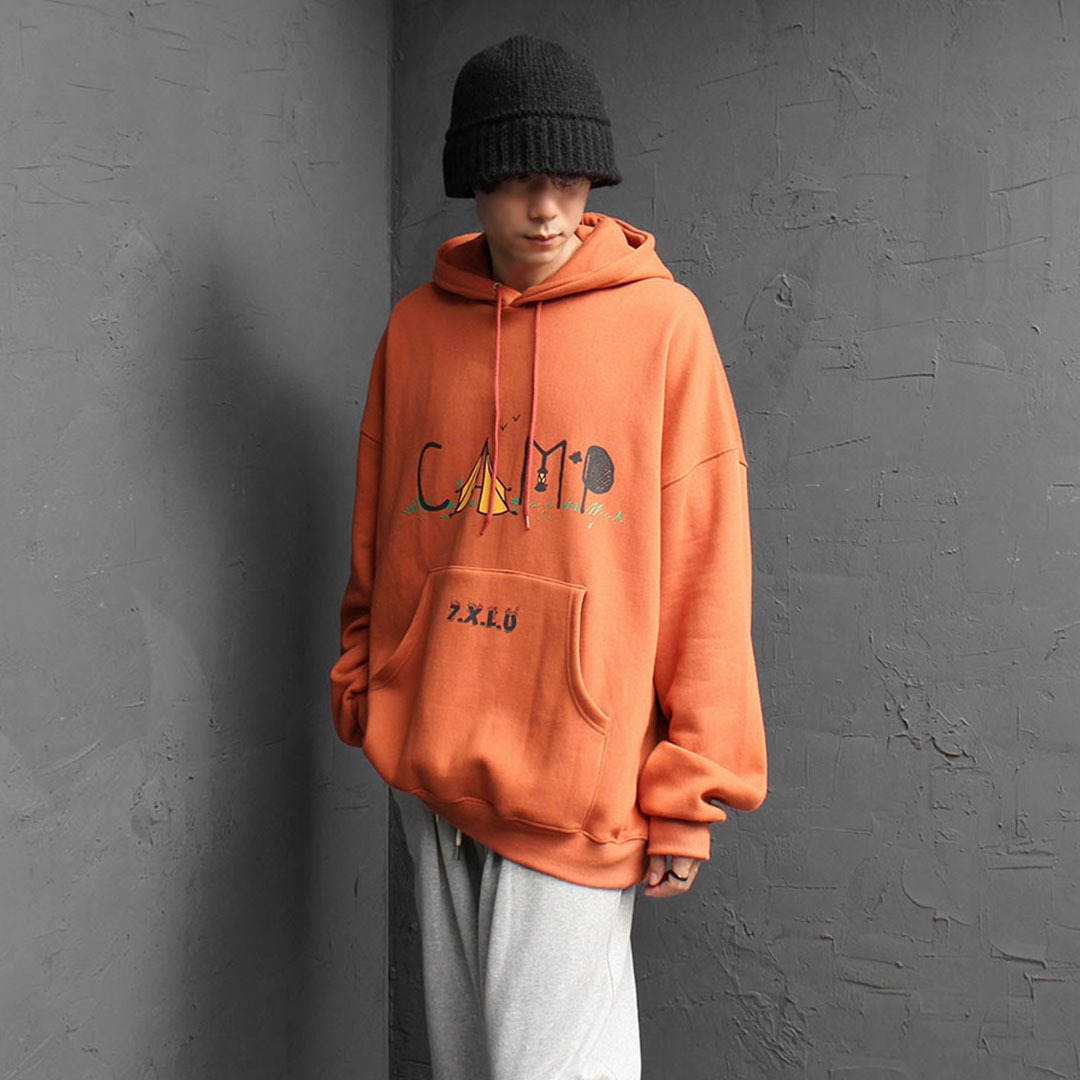 Big Size Oversized Fit CAMP Printing Hoodie 3617
