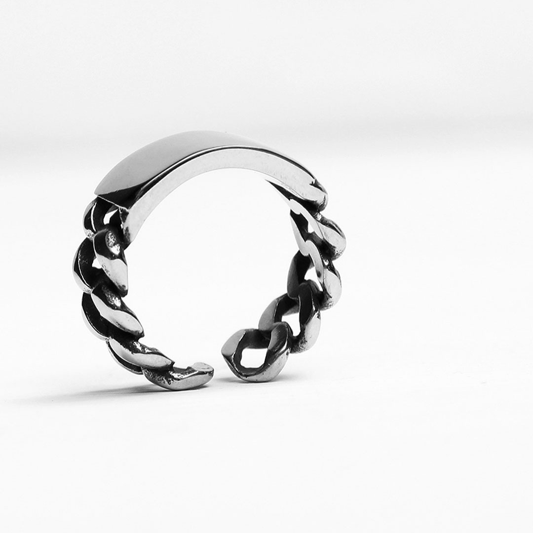 Intaglio Chain Surgical Stainless Steel Ring R79