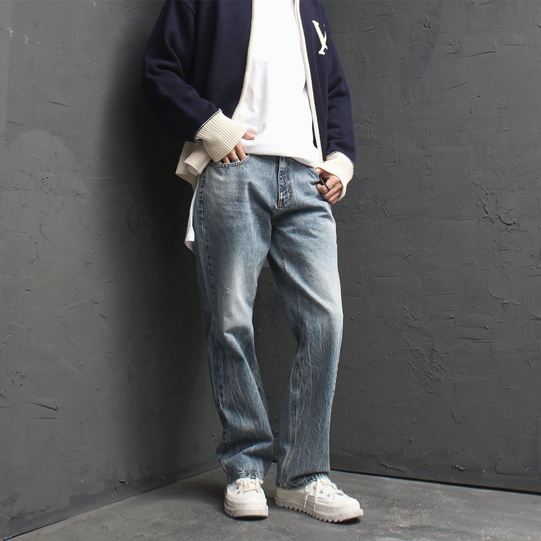 Double Washed Wide Denim Pants 3752