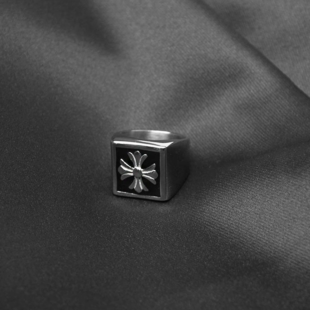 Square Cross Surgical Stainless Steel Ring 3709