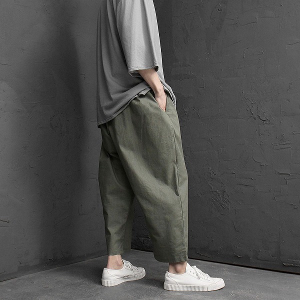 Stretchable Linen Wide Baggy Pants 2128