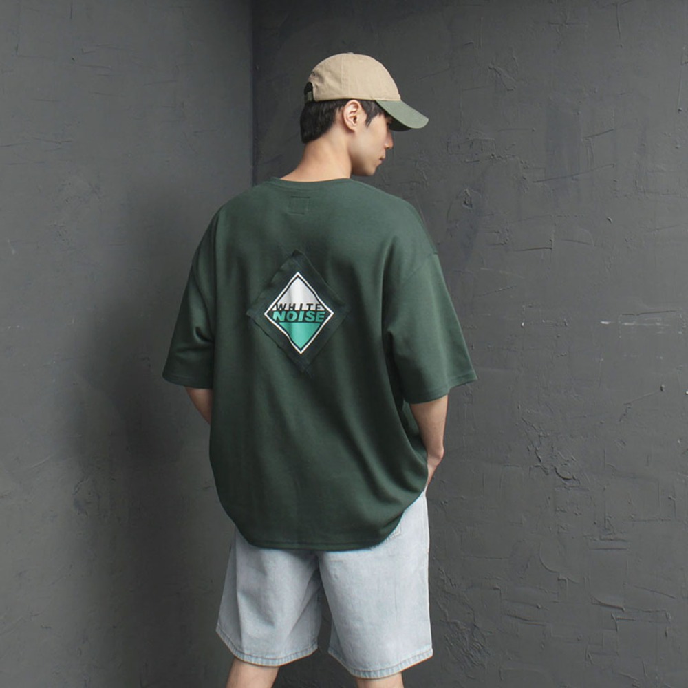 Square Patch Logo Priniting Oversized Fit Tee 4445