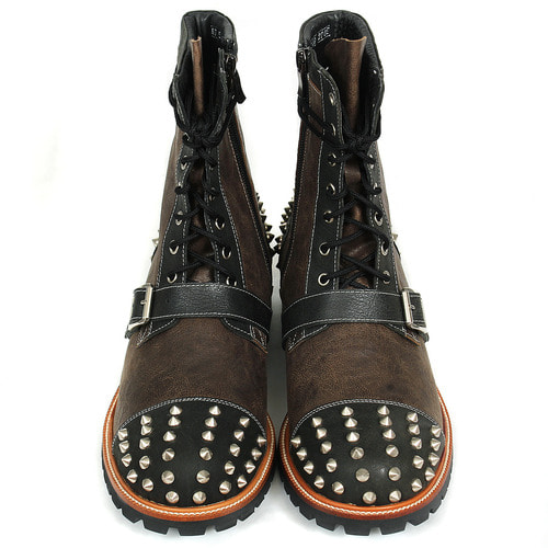 Studded Belted Handmade Leather Boots HJ5149