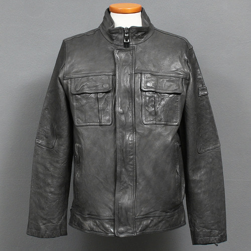 Flap Pocket Real Leather Gray Rider Jacket