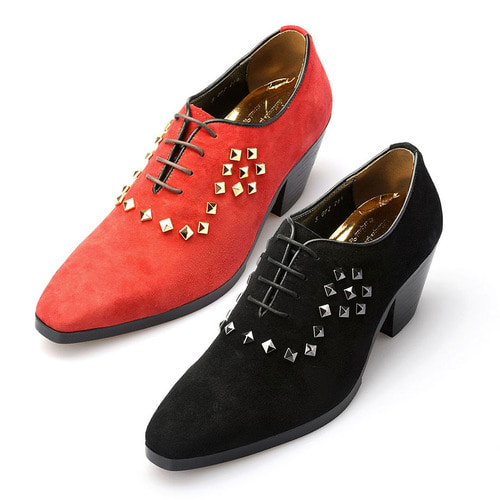 7cm High Heel Studs Suede Leather Handmade Shoes 5072