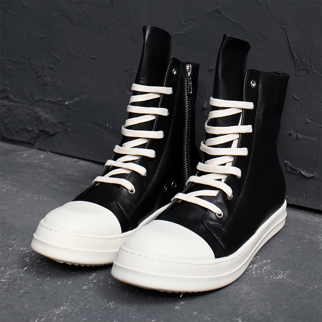 Over Tongue Zip Up High Top Leather Sneakers 023