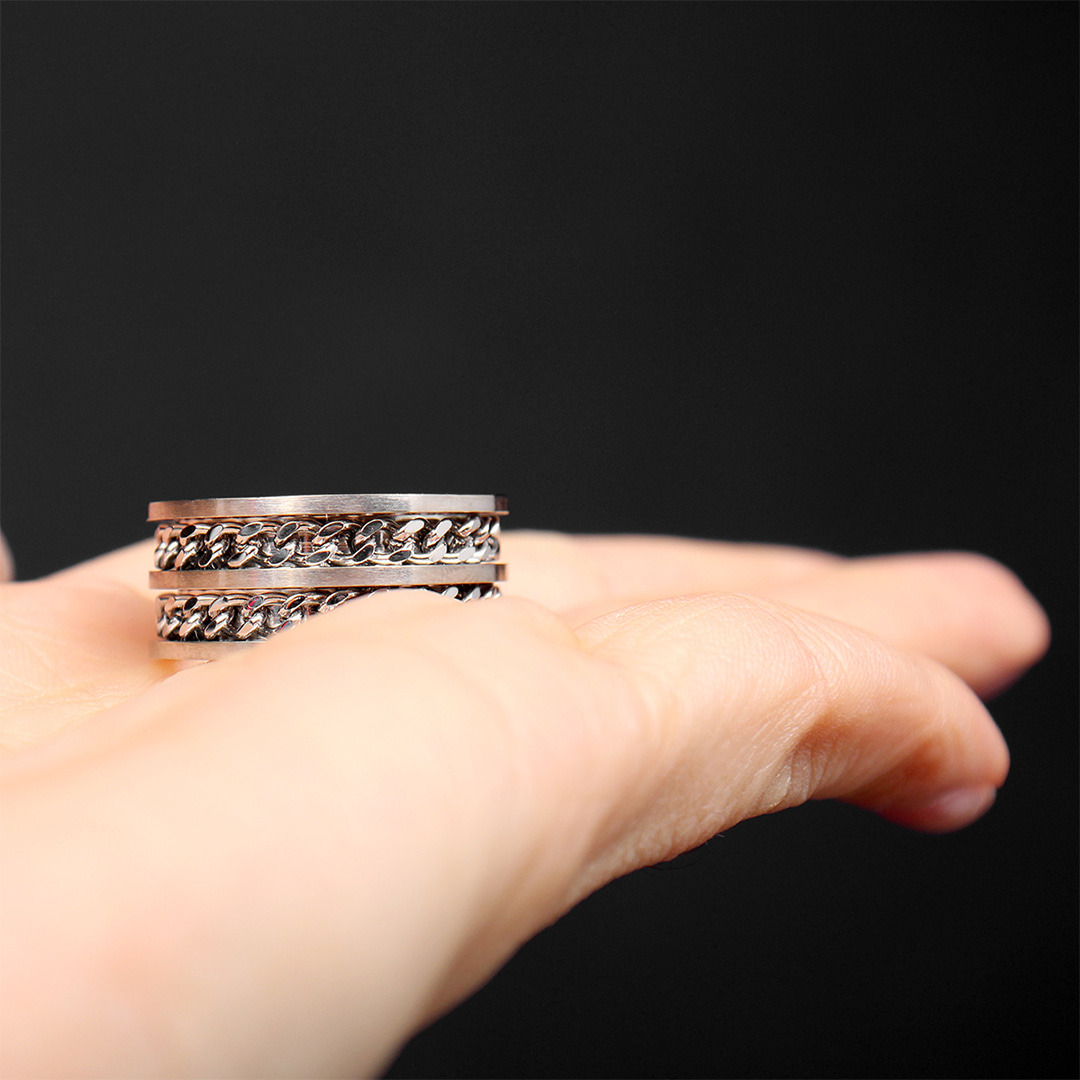 Layered Double Chain Surgical Stainless Steel Ring R67