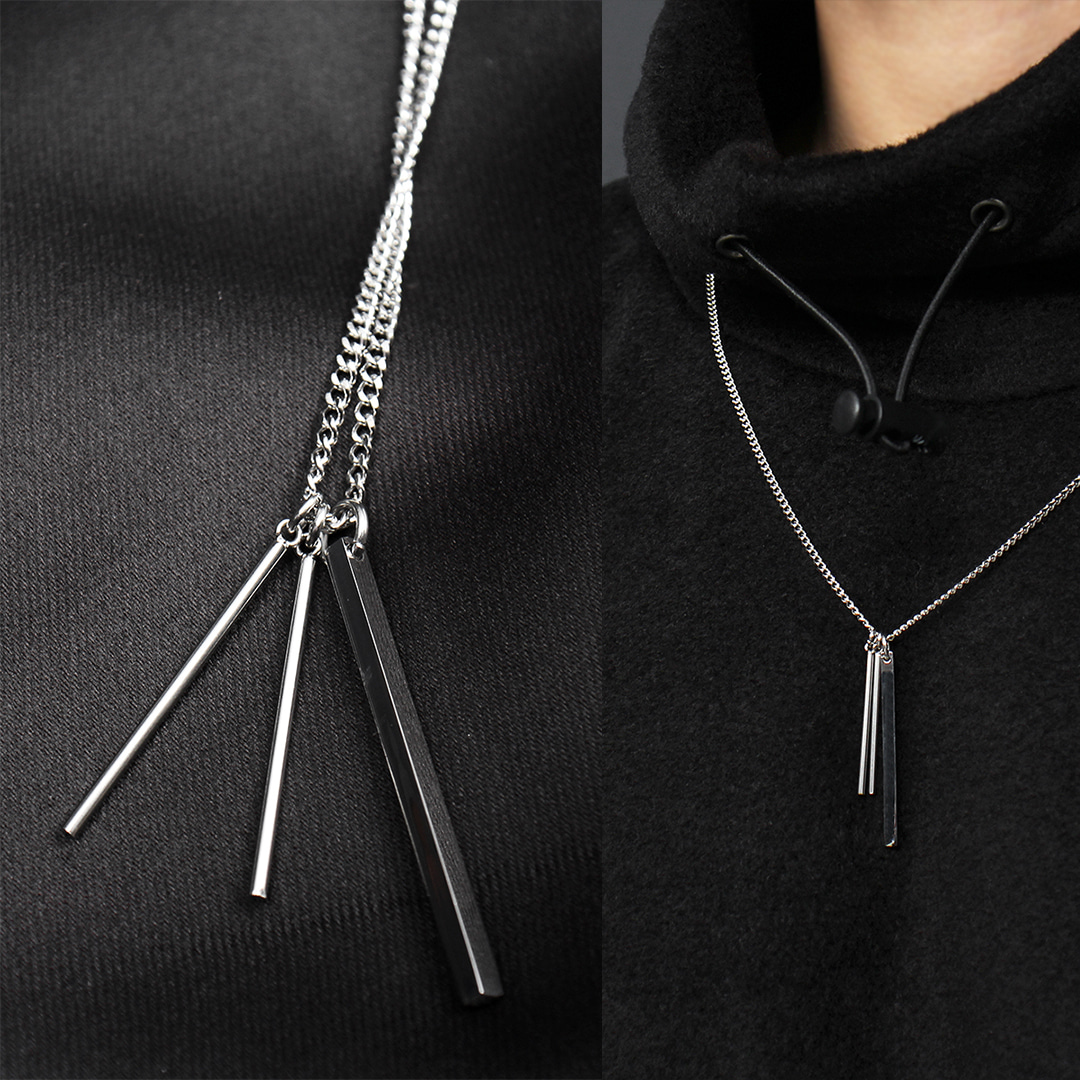 Triple Stick Pendant Chain Necklace N113