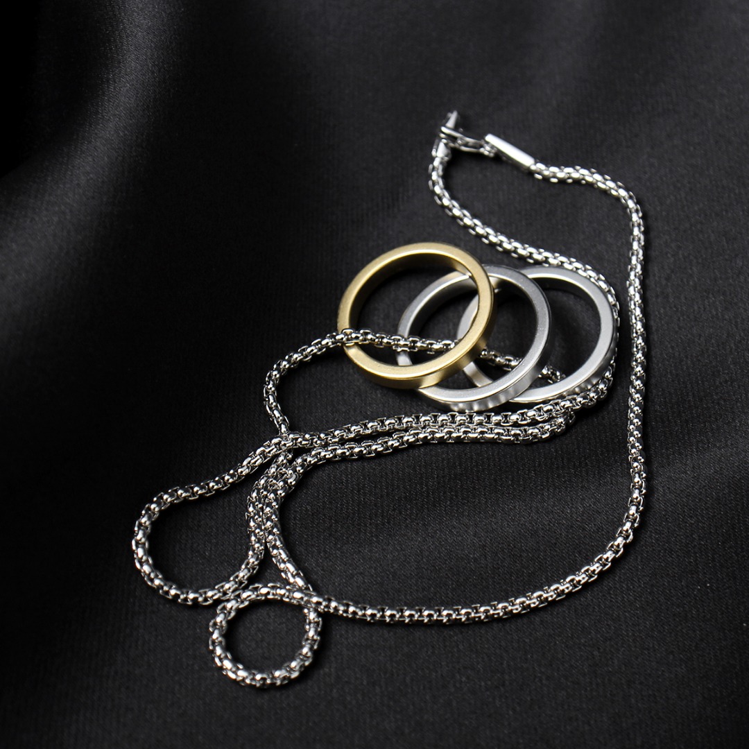 Gold Silver Tone 3 Ring Necklace N115